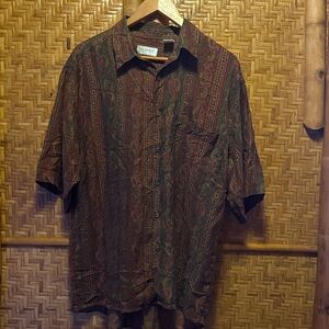 Summa vintage silk Men's Multicolor paisley Casual Button Down Shirt medium